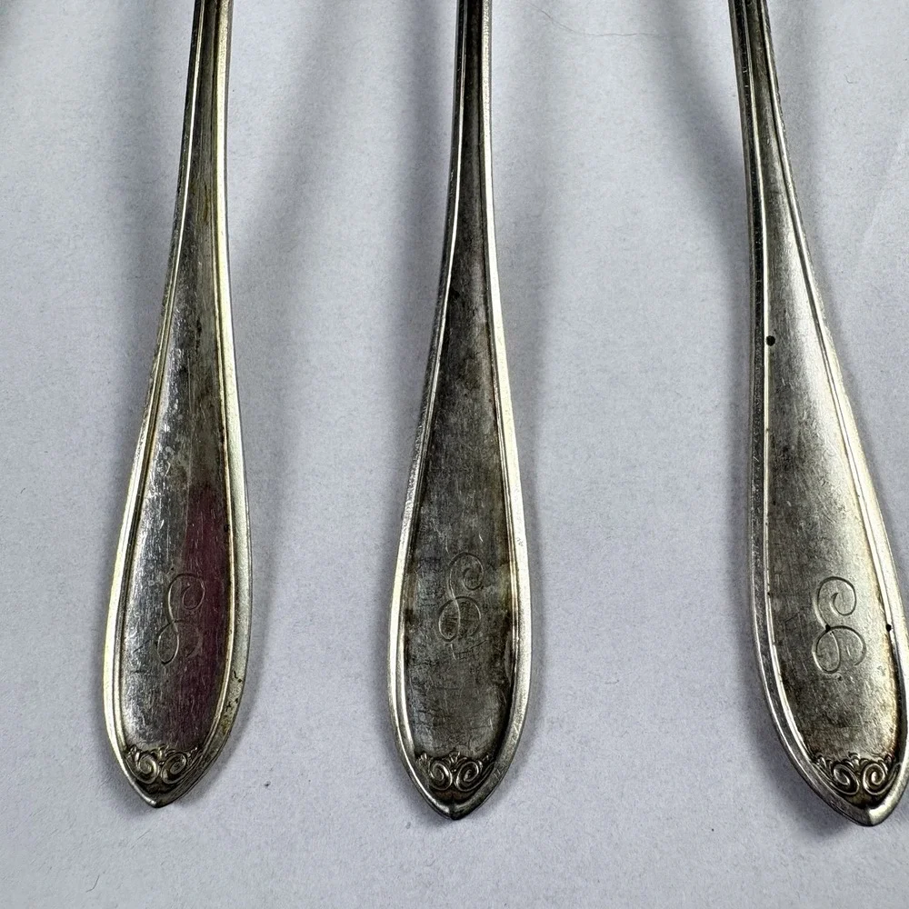 Vintage Wallingford Co No 29 Silverplate Teaspoons Set of 6 Monogram S 1900-1920